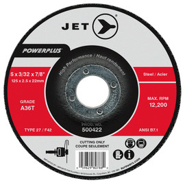 Jet 500422 - 5 x 3/32 x 7/8 A36T POWERPLUS T27 Cut-Off Wheel