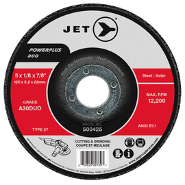 Jet 500425 - 5 x 1/8 x 7/8 A30DUO POWERPLUS DUO T27 Cutting/Grinding Wheel