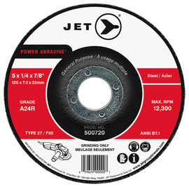 Jet 500720 - 5 x 1/4 x 7/8 A24R POWER ABRASIVE T27 Grinding Wheel