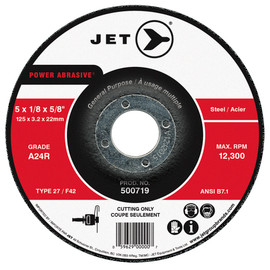 Jet 500725 - 7 x 1/8 x 7/8 A24R POWER ABRASIVE T27 Cut-Off Wheel