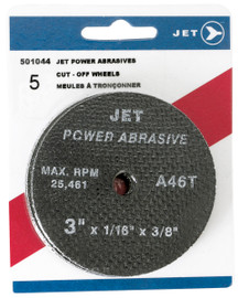 Jet 501044 - 3 x 1/16 x 3/8 A60T POWER ABRASIVE T1 Cut-Off Wheel (5/Pack)