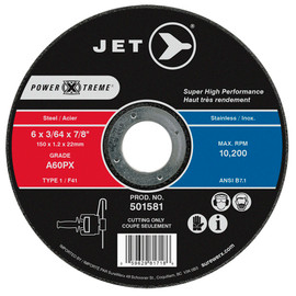 Jet 501581 - 6 x 3/64 x 7/8" A60PX POWER-XTREME T1 Cut-Off Wheel