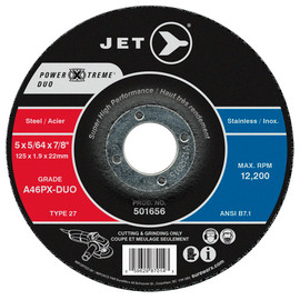 Jet 501656 - 5 x 5/64 x 7/8 A46PX-DUO POWER-XTREME DUO T27 Cutting and Light Grinding Wheel