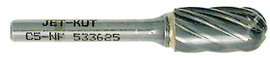 Jet 533625 - (C5-NF) 1/4" JET-KUT Ball Nose Shape Bur - For Aluminum/Non-ferrous Materials
