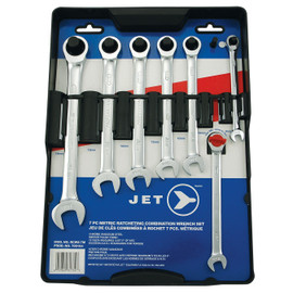 Jet 700164 - (RCWS-7M) 7 PC Long Metric Ratcheting Combination Wrench Set