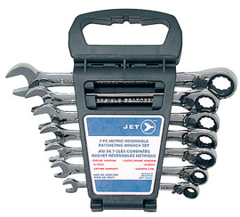 Jet 700371 - (RCWS-7MR) 7 PC Long Metric Reversible Ratcheting Combination Wrench Set