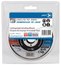 Jet 501653A02 - 4-1/2 x 5/64 x 7/8 POWER-XTREME DUO T27 Cutting and Light Grinding Wheel - Clamshell Package
