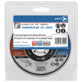 Jet 501656A02 - 5 x 5/64 x 7/8 POWER-XTREME DUO T27 Cut and Light Grinding Wheel - Clamshell Package