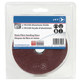 Jet 502413A05 - 4-1/2 x 7/8 A36 Aluminum Oxide Resin Fibre Sanding Disc - Clamshell Package
