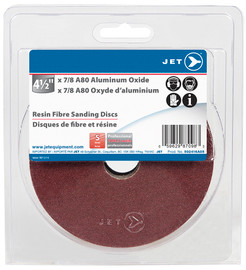 Jet 502416A05 - 4-1/2 x 7/8 A80 Aluminum Oxide Resin Fibre Sanding Disc - Clamshell Package