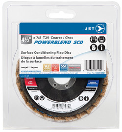 Jet 503513A01 - 4-1/2 x 7/8 Coarse POWERBLEND SCD T29 Surface Conditioning Flap Disc - Clamshell Package