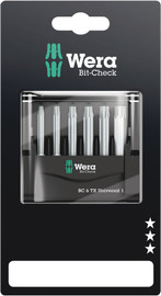Wera 05073637001 - Bit-Check 6 Tx Universal 1 Sb Bits For Tx Screws