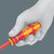 Wera produces the Kraftform handle out of several materials with different properties. A resistant plastic is used for the core which ensures that the blade is held securely even under high strain. A softer material is used for the coloured soft zones, which provides high frictional resistance and allows the transfer of high forces  resulting in less required screwdriving effort. The red sections with their hard surfaces prevent any sticking" of the hand to the handle, making rapid repositioning of the hand possible.
