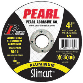 Pearl CW0532ALM - 5 X .045 X 7/8 Slimcut T-1 Aluminum Thin Cut-Off Wheels, A36, Box Of 25