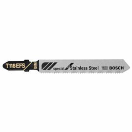 Bosch T118EFS - Jig Saw Blade, T-Shank, 5 pc. 3-1/4 In. 18 TPI Basic for Stainless Steel