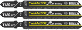 Bosch T130RF3 - Jig Saw Blade, T-Shank, 3 pc. 3-1/4 In. 30 Grit Carbide Edge for Ceramics