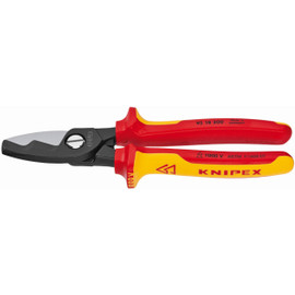 Knipex 9518200SBA - 8'' Cable Shears w/twin cutting edge-1,000V Insulated