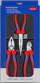 Knipex 002011 - 3 Pc Assembly Pack: Combination Pliers, Long Nose Pliers, Diagonal Cutters-Comfort Grip