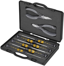 Knipex 002018ESD - 8 Pc Electronics Tool Set ESD In Plastic Case with Molded Foam