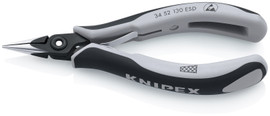Knipex 3452130ESD - 5 1/4'' Precision Electronics Pliers-Half-Round Jaws, Cross Hatched, ESD Handles