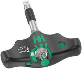 Wera 05023460001 - 411 A RA T-handle adapter screwdriver with ratchet function, 1/4"