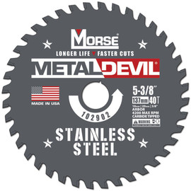 MK Morse CSM53840FSSC - 5-3/8" x 40 Tooth Stainless Steel Cutting Blade - Multi-Arbor