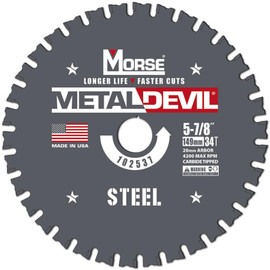 MK Morse CSM5883420FSC - 5-7/8" x 34 Tooth Steel Cutting Blade - 20mm Arbor