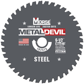 MK Morse CSM6504020FSC - 6-1/2" x 40 Tooth Steel Cutting Blade - 20mm Arbor