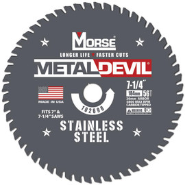 MK Morse CSM7255620FSSC - 7-1/4" x 56 Tooth Stainless Steel Cutting Blade - 20mm Arbor
