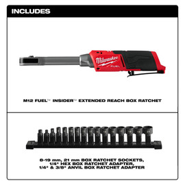 Milwaukee 3050-20 - M12 FUEL™ INSIDER™ Extended Reach Box Ratchet (TOOL ONLY)