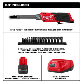 Milwaukee 3050-21 - M12 FUEL™ INSIDER™ Extended Reach Box Ratchet Kit