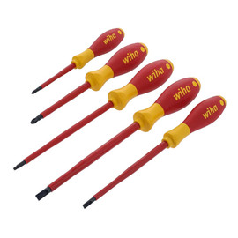 Wiha 32059 - 5 PIECE INSULATED SOFTFINISH SLOTTED/PHILLIPS/SQUARE SCREWDRIVER SET