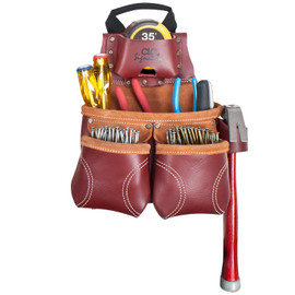 Kuny's Leather 21428 - Construction Worker'S Heavy-Duty Leather Nail & Tool Bag - 10 Pockets
