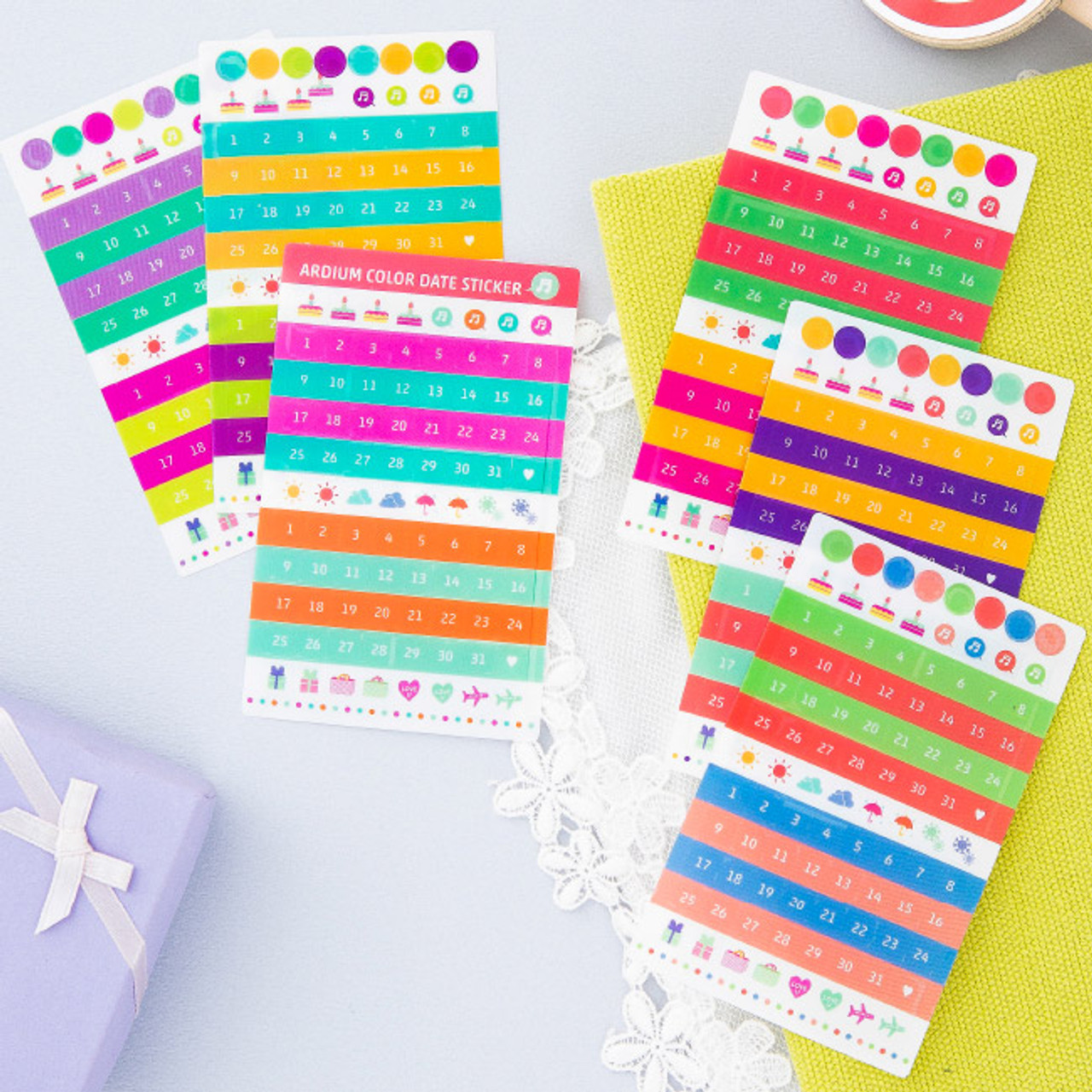 Ardium Color date adhesive sticker set of 6 sheets - fallindesign