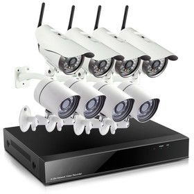 720P NVR w/4 Outdoor Wifi & 4 sPoE Network IP Cameras