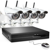 Zmodo 4 Channel 720P NVR with 4 Outdoor Bullet WiFi Network IP Cameras & 1TB HDD