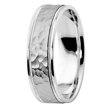 Hammered Wedding Band 14k Gold Comfort Fit Ring With Milgrain Hammered Wedding Ring 14k Gold Band With Milgrain