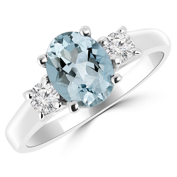 aquamarine 3 stone ring