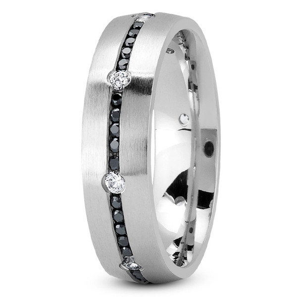 0.70ct Black and White Diamond Men's Wedding Ring Eternity