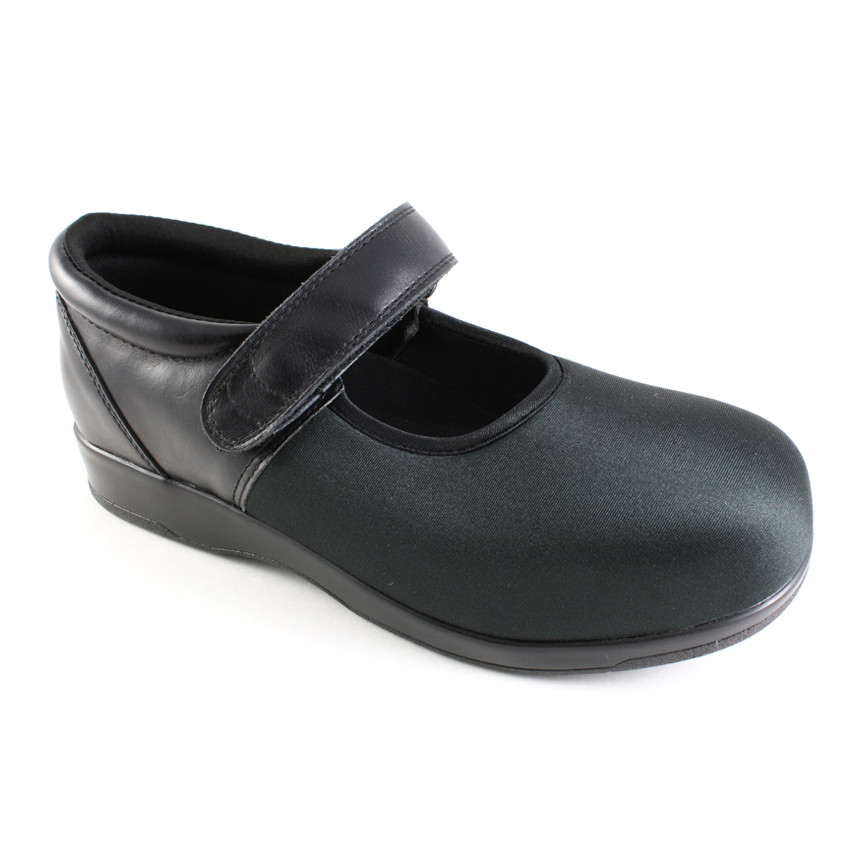 Pedors Mary Jane Orthopedic Stretch Diabetic Shoes Black and Beige