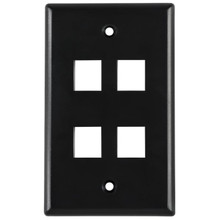 HellermannTyton | FPQUAD-BK | FOUR FLUSH FACEPLATE - BLACK   |  Lectro Components