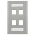 HellermannTyton | FPIQUAD-GRY | 4 PORT FLUSH FACE PLATE GRAY   |  Lectro Components