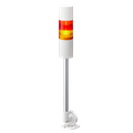 Patlite LR6-202QJBW-RY 2-tier 60mm diameter, 24V DC Signal Tower folding bracket pole mount, 1m cable, IP65, Off-white body, Flashing/Buzzer unit, Red and Amber LED