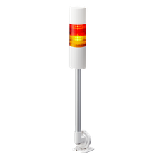 Patlite LR6-202QJBW-RY 2-tier 60mm diameter, 24V DC Signal Tower folding bracket pole mount, 1m cable, IP65, Off-white body, Flashing/Buzzer unit, Red and Amber LED