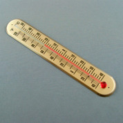 Gold coloured, aluminium, strip thermometer