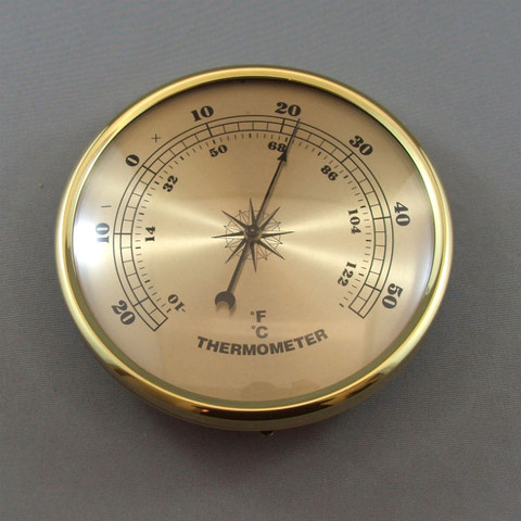 108mm Brass Bezel Thermometer Gold