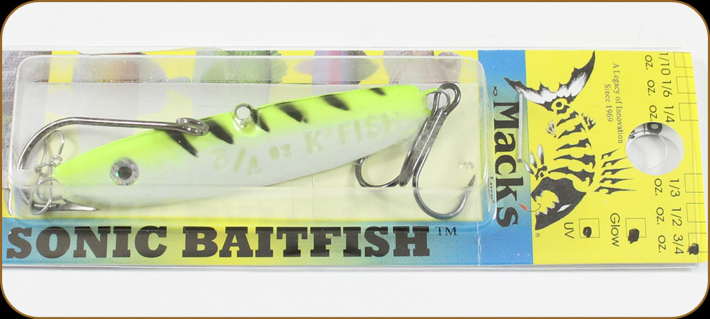 Macks Lure 30052 Sonic Baitfish 3/4oz Glow Cht - Discount Fishing Canada