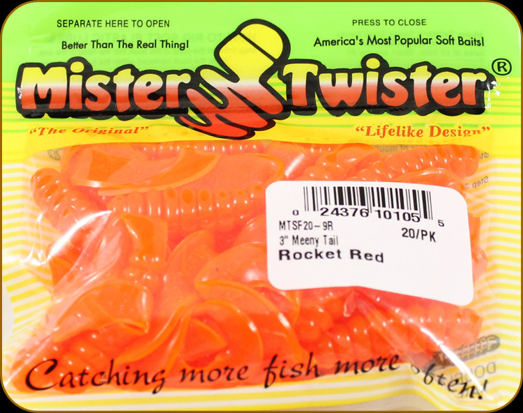 Mr Twister MTSF20-9R Meeny Tail 3 Rocket Red 20Pk