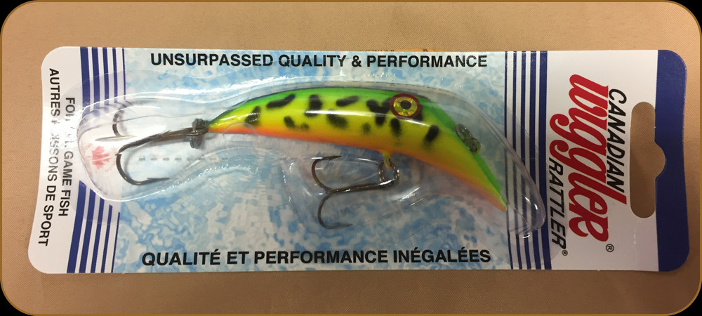 Canadian Wiggler Rattler - Casting & Trolling - 3 1/4 - 9/16oz - Fire Tiger  - CWR18 - Discount Fishing Canada