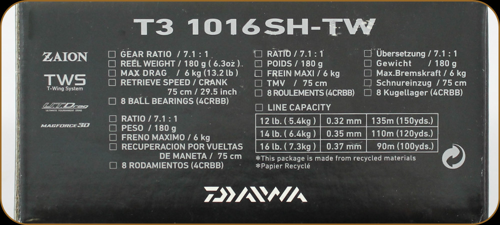 Daiwa T3 1016SH-TW Baitcasting Reel
